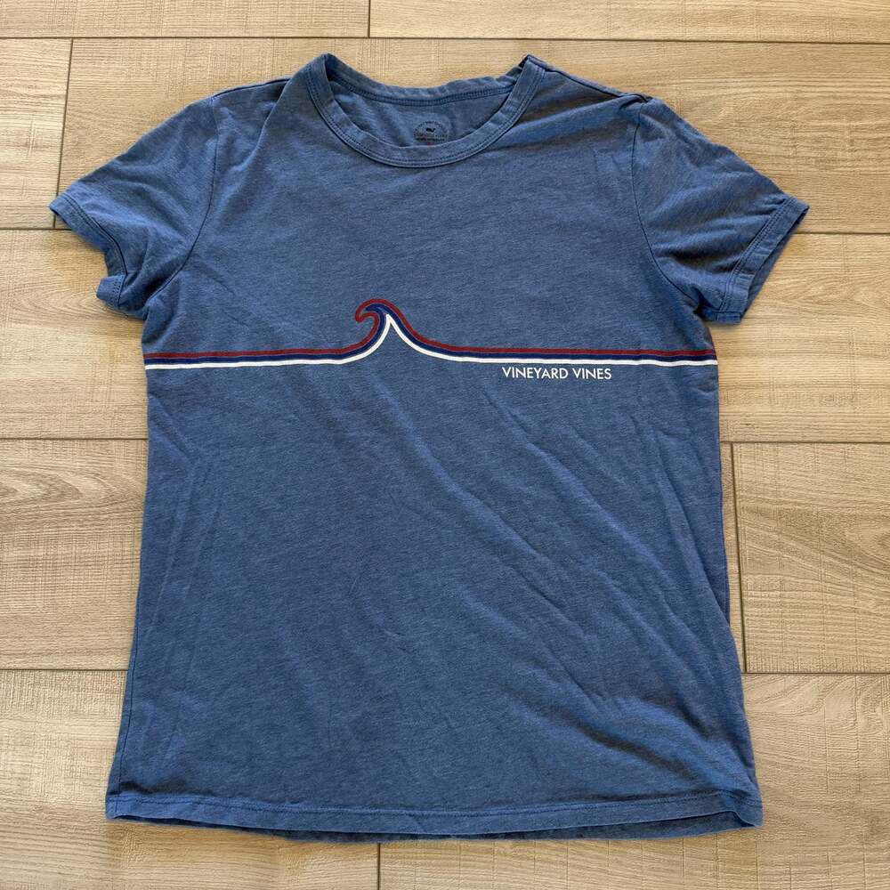 Vineyard Vines Womens M Wave Logo Tee Blue